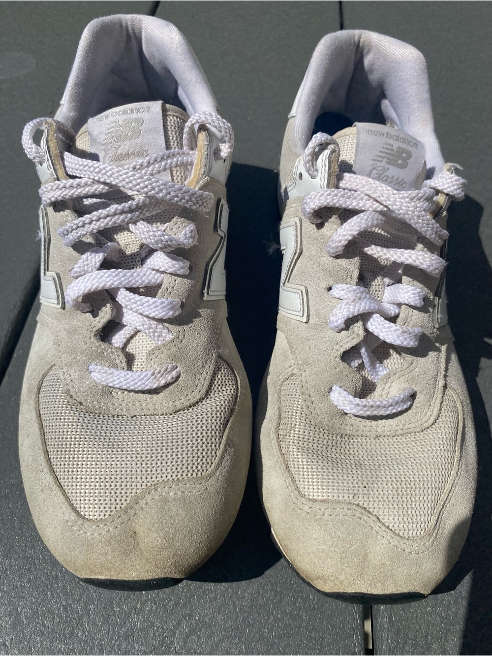 New Balance Light Gray Suede & Mesh Sneakers